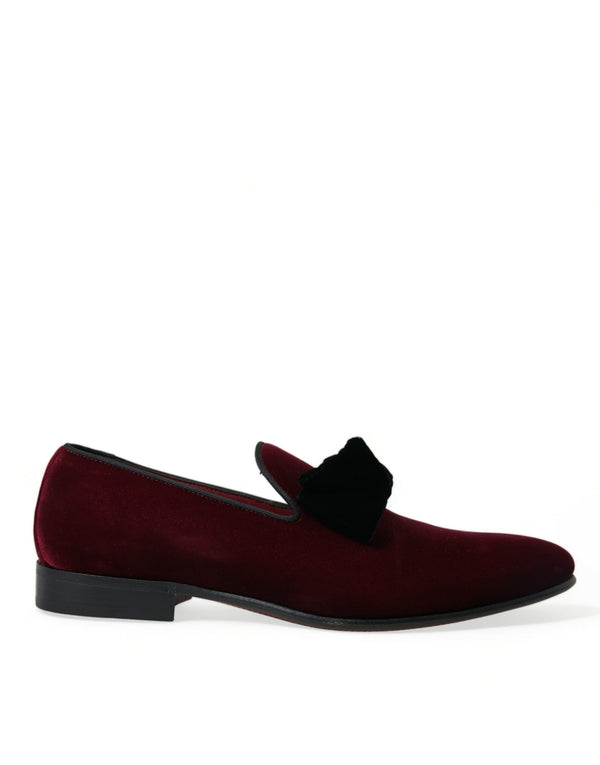 Dolce & Gabbana Burgundy Velvet Loafers - Elegance with a Twist