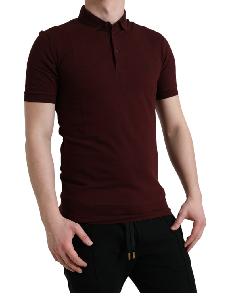 Dolce & Gabbana Elegant Maroon Cotton Polo T-Shirt