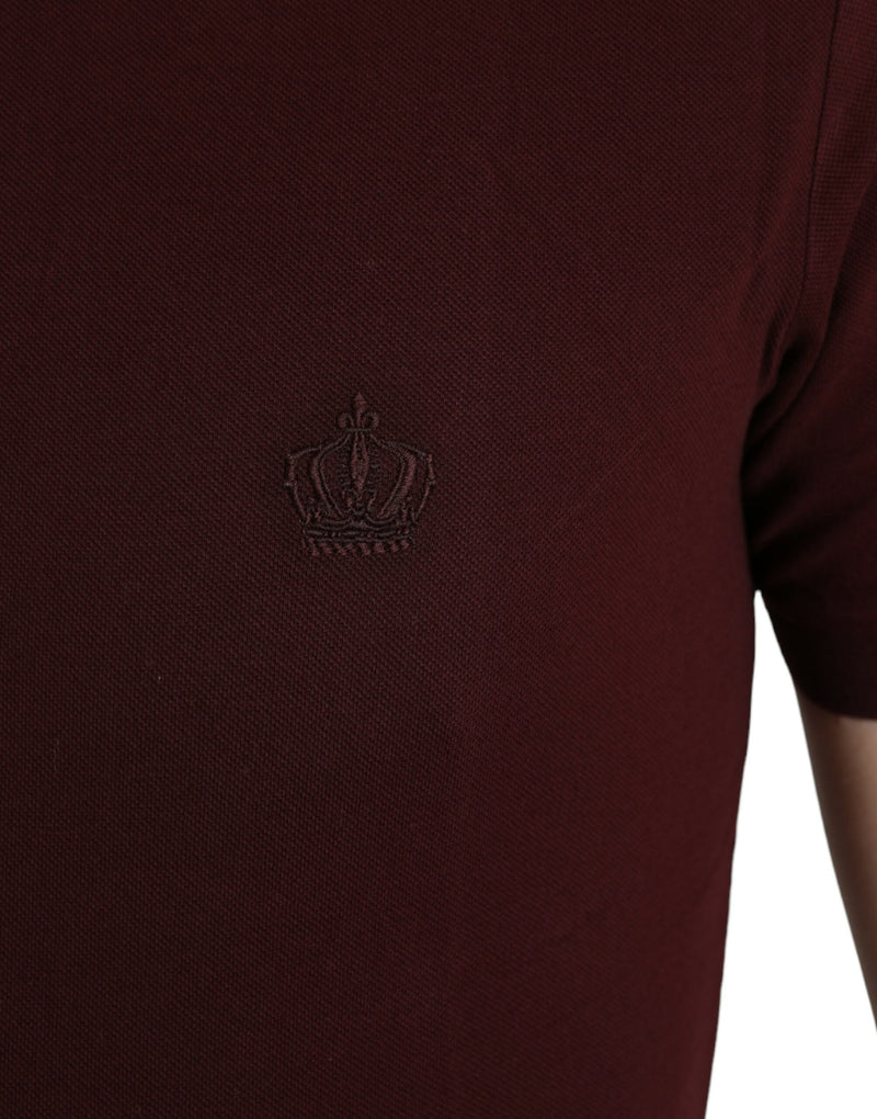 Dolce & Gabbana Elegant Maroon Cotton Polo T-Shirt