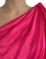 Dolce & Gabbana Elegant Fuchsia Silk One-Shoulder Wrap Dress