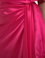 Dolce & Gabbana Elegant Fuchsia Silk One-Shoulder Wrap Dress