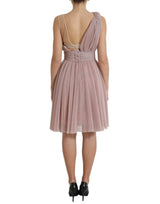 Dolce & Gabbana Lilac One-Shoulder Pleated Designer Dress