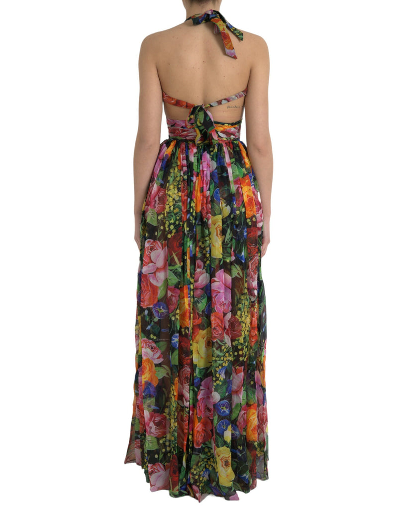 Dolce & Gabbana Chic Floral Maxi Slip Dress in Multicolor Silk