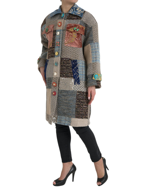 Dolce & Gabbana Multicolor Patchwork Trench Coat Jacket