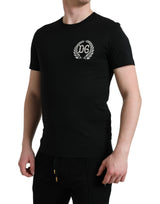 Dolce & Gabbana Black Logo Embroidery Crewneck Short Sleeve T-shirt