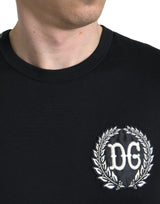 Dolce & Gabbana Black Logo Embroidery Crewneck Short Sleeve T-shirt