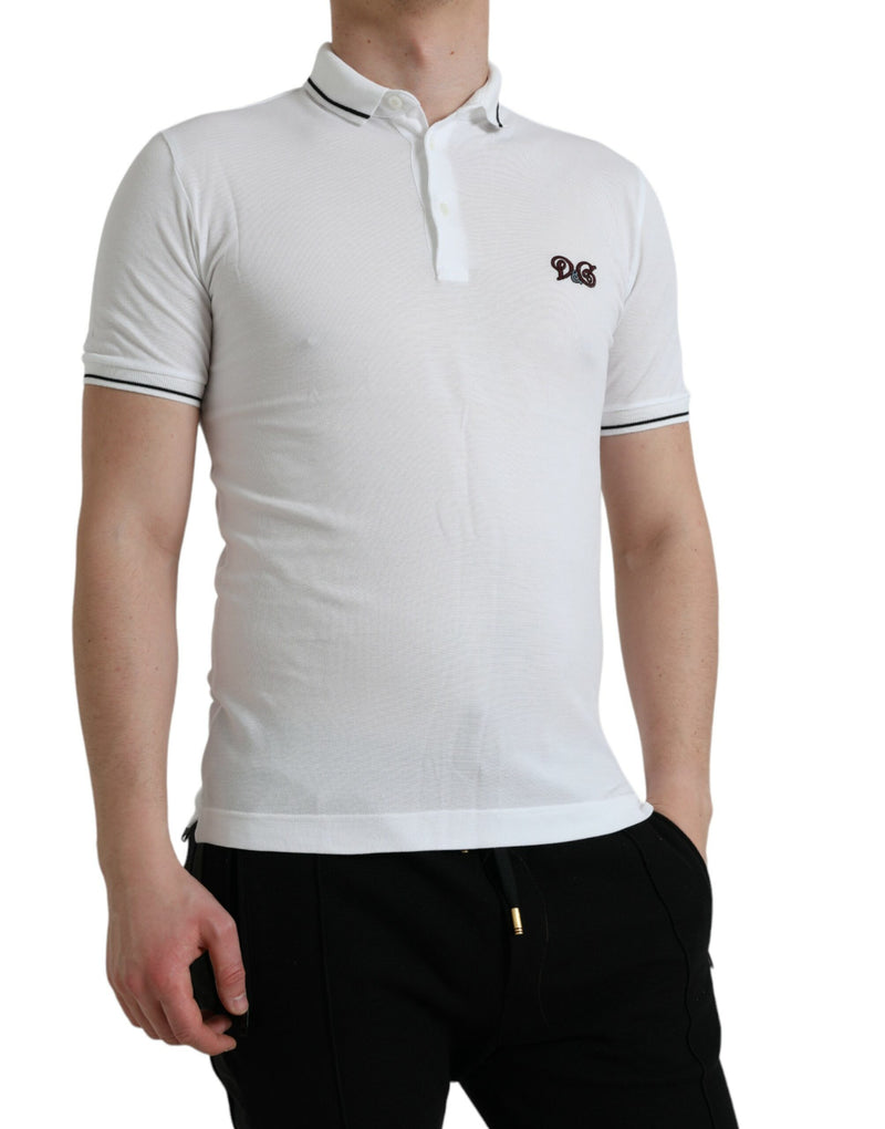 Dolce & Gabbana White Logo Collared Short Sleeves Polo T-shirt