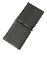 Dolce & Gabbana Gray Calf Leather Bifold Logo Plaque Card Holder Wallet