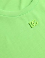 Dolce & Gabbana Neon Green Embossed Logo Crew Neck T-shirt