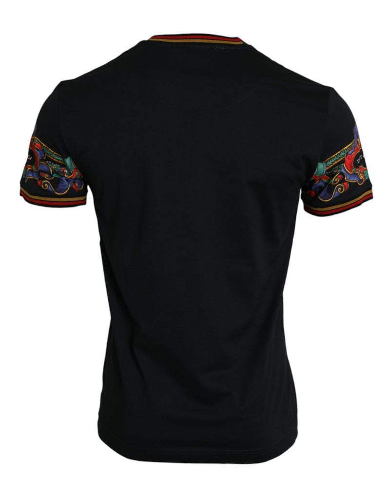 Dolce & Gabbana Black Logo Print Cotton Crew Neck T-shirt