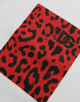 Dolce & Gabbana White Red Leopard Cotton Crew Neck T-shirt