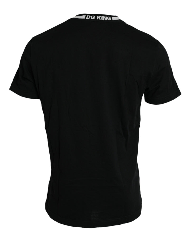 Dolce & Gabbana Black Logo Star Cotton Crew Neck T-shirt