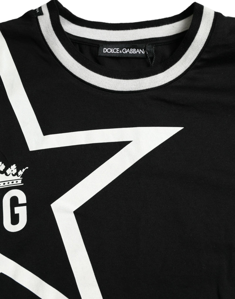 Dolce & Gabbana Black Logo Star Cotton Crew Neck T-shirt