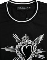 Dolce & Gabbana Black Sacred Heart Cotton Crew Neck T-shirt