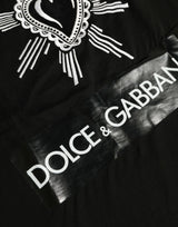 Dolce & Gabbana Black Sacred Heart Cotton Crew Neck T-shirt