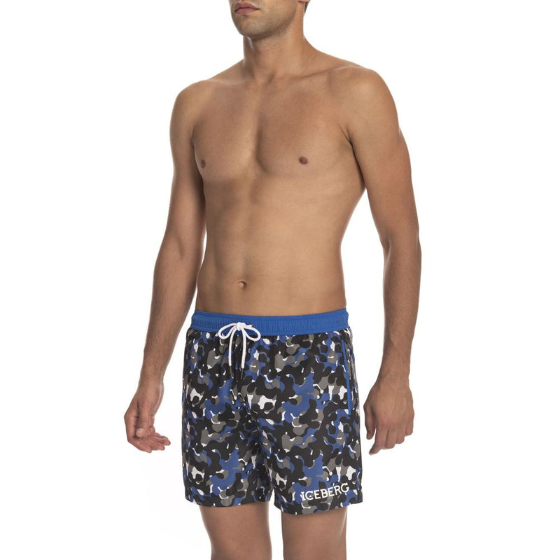 Iceberg Blue Polyester Men Swim Short