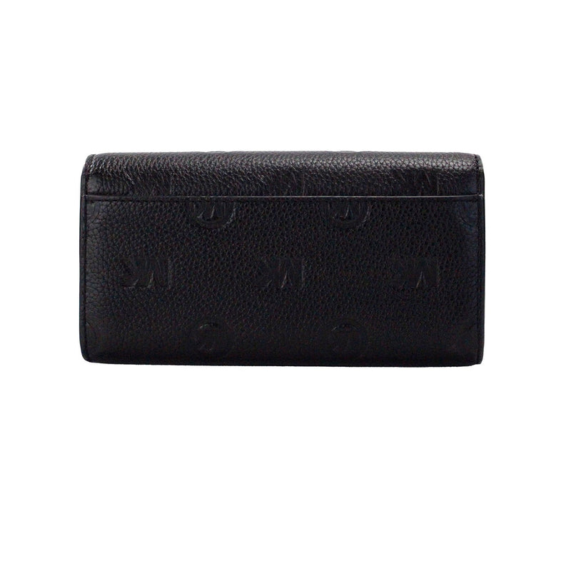 Michael Kors Jet Set Large Black Embossed Envelope Continental Clutch Wallet