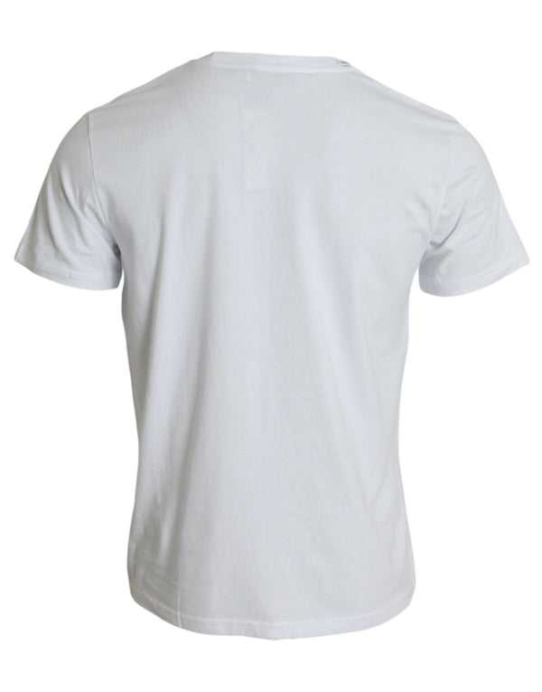 Dolce & Gabbana White Logo Print Cotton Crew Neck T-shirt