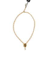 Dolce & Gabbana Gold Brass Chain Pearl Pendant Charm Necklace