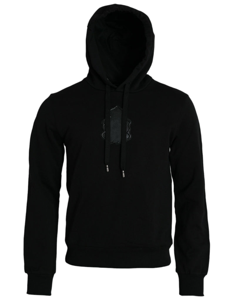 Dolce & Gabbana Black Cotton Hooded Pullover Sweater