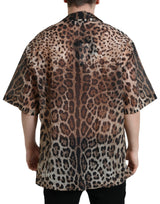 Dolce & Gabbana Brown Leopard Button Down Casual Shirt