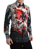 Dolce & Gabbana Slim Fit Floral Bull Cotton Dress Shirt