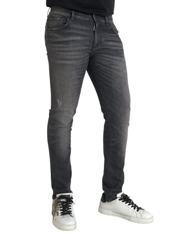 Dolce & Gabbana Gray Washed Cotton Stretch Skinny Denim Jeans