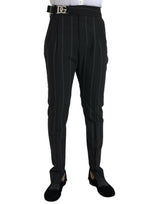 Dolce & Gabbana Black Striped Men Slim Dress Pants