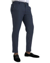 Dolce & Gabbana Navy Blue Linen Men Slim Dress Pants