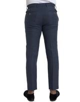 Dolce & Gabbana Navy Blue Linen Men Slim Dress Pants