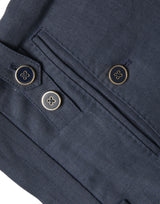 Dolce & Gabbana Navy Blue Linen Men Slim Dress Pants