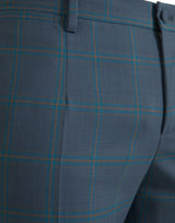 Dolce & Gabbana Blue Checkered Wool Men Dress Pants