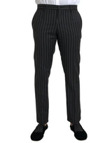 Dolce & Gabbana Black Striped Wool Skinny Dress Pants