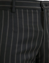 Dolce & Gabbana Black Striped Wool Skinny Dress Pants