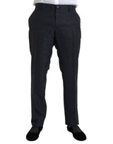 Dolce & Gabbana Blue Brocade Wool Skinny Men Dress Pants