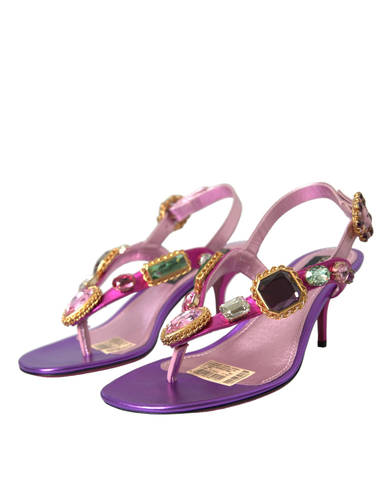 Dolce & Gabbana Multicolor Crystals Slingback Sandals Shoes