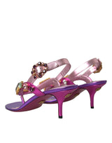 Dolce & Gabbana Multicolor Crystals Slingback Sandals Shoes