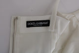 Dolce & Gabbana Elegant White Wool Shift Dress with Gold Brooch