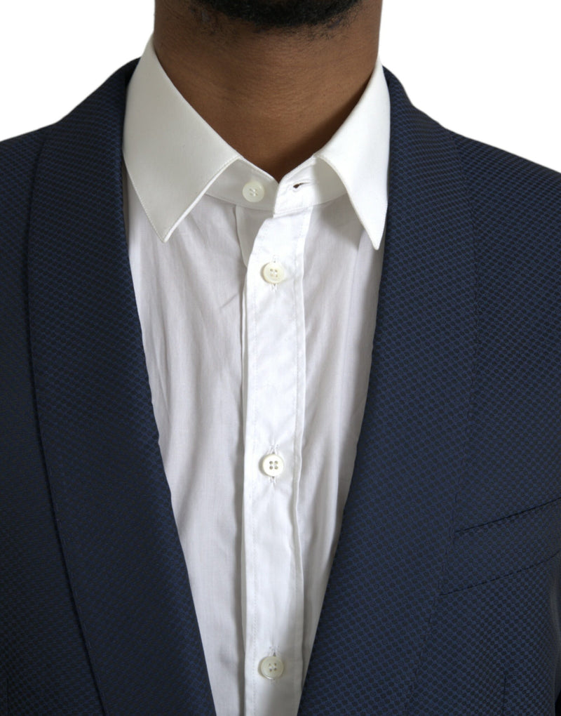 Dolce & Gabbana Blue MARTINI Shawl Single Breasted Blazer