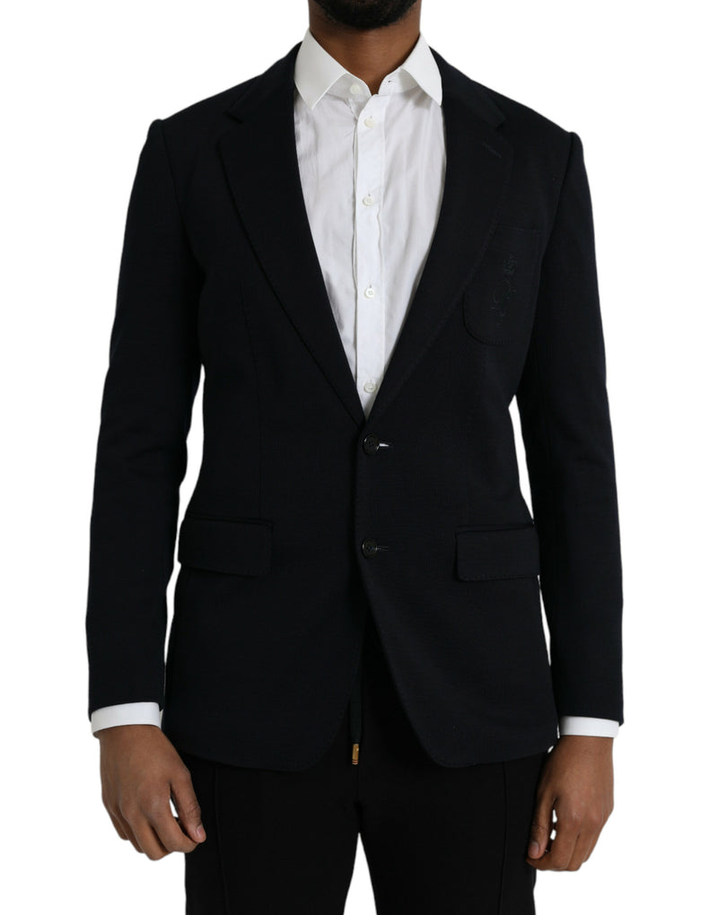 Dolce & Gabbana Black Wool Notch Single Breasted Coat Blazer