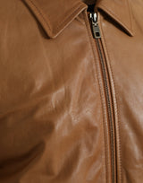 Dolce & Gabbana Brown Lamb Leather Full Zip Blouson Jacket