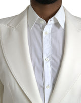 Dolce & Gabbana White Wool Single Breasted Coat Blazer