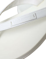 Dolce & Gabbana White Calfskin Leather Slip On Flip Flop Shoes