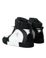 Dolce & Gabbana Black White Leather Miami High Top Sneakers Shoes