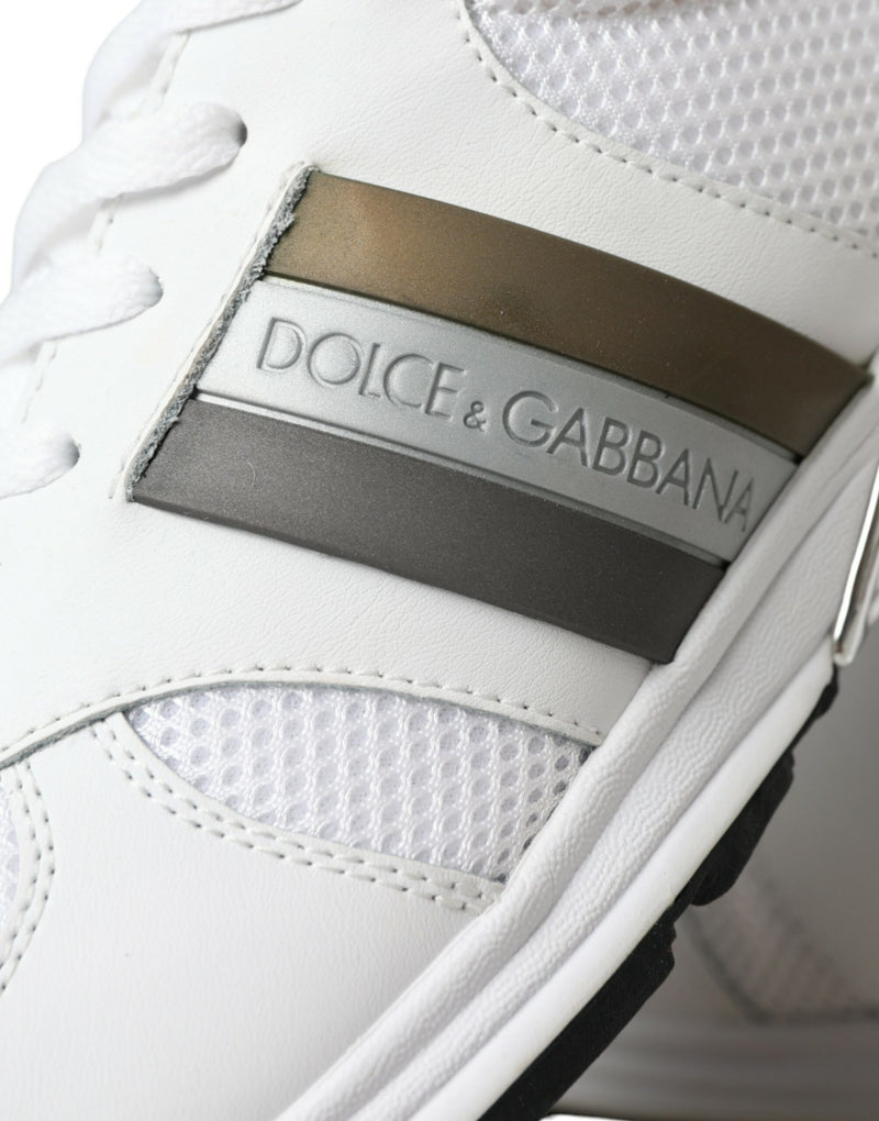 Dolce & Gabbana White Mesh Leather Low Top Trainers Sneakers Shoes