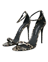 Dolce & Gabbana Brown Leopard Leather Heels Sandals Shoes