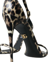 Dolce & Gabbana Brown Leopard Leather Heels Sandals Shoes