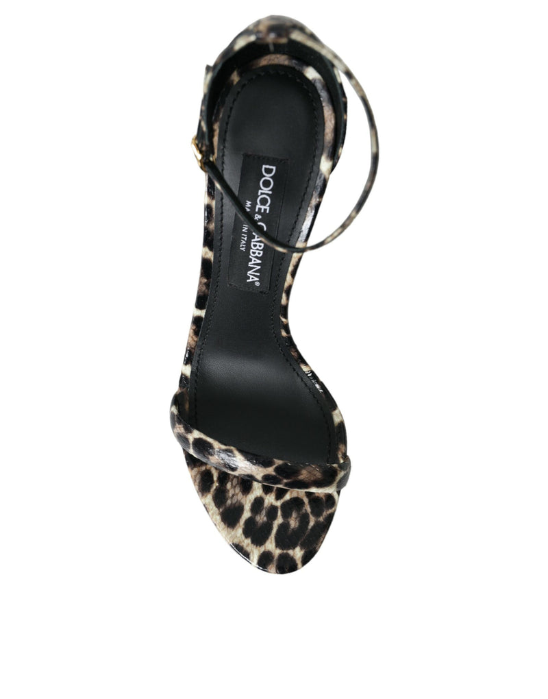 Dolce & Gabbana Brown Leopard Leather Heels Sandals Shoes