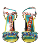 Dolce & Gabbana Multicolor Studded Leather Sandals Shoes