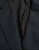 Dolce & Gabbana Dark Blue Cotton Single Breasted Coat Blazer